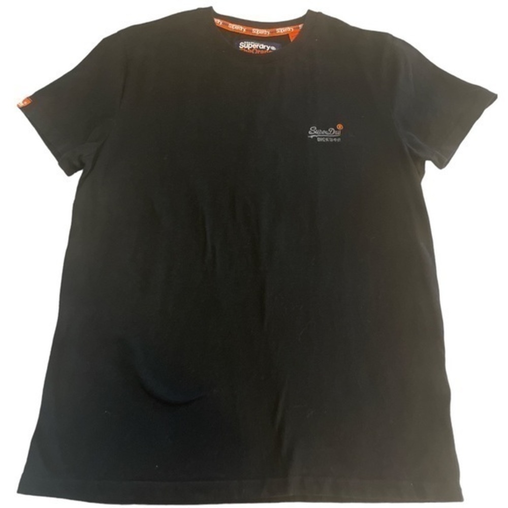 Superdry Black Embroidered Logo Tee Womens Large EUC #4558